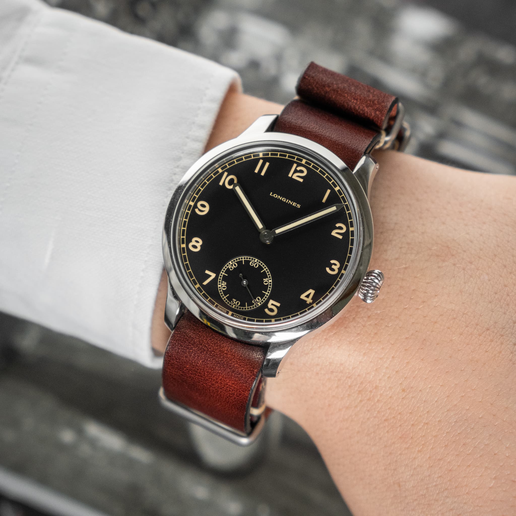 Military watch leather strap sale