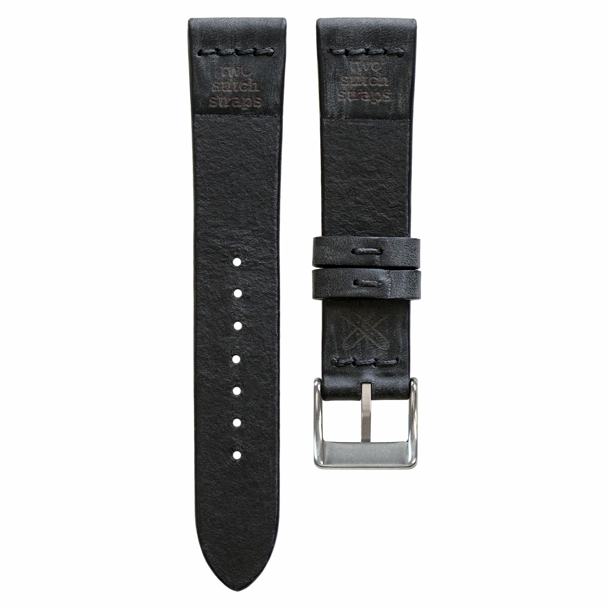 Vintage Cracked Croco Black Leather Strap 19mm(Cross Stitch) -  Watch-Collectors
