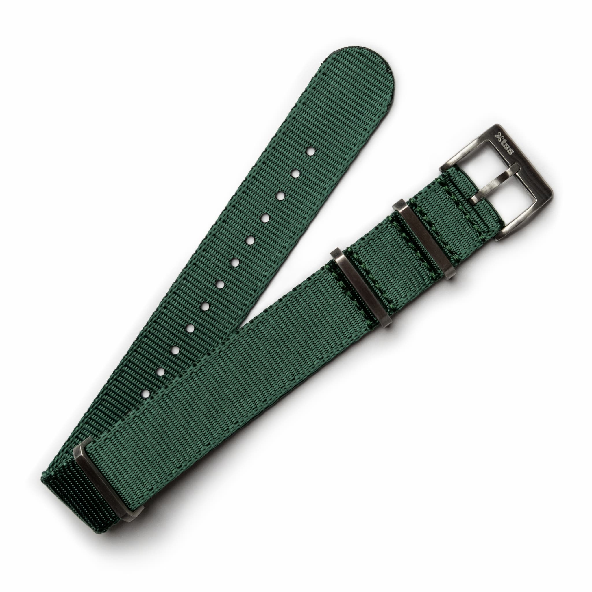 Black Canvas With Green Stitching Strap - 22mm