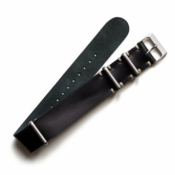 Black Leather Military Watch Strap