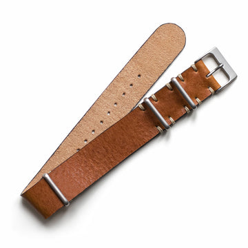 Caramel Leather Military Watch Strap
