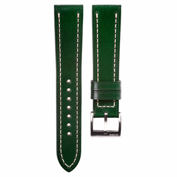 Full-Stitch Emerald Green Shell Cordovan Leather Watch Strap