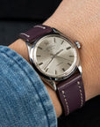 Full-Stitch Plum Leather Watch Strap