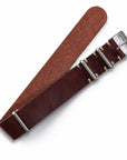 Mahogany Red Leather Military Watch Strap