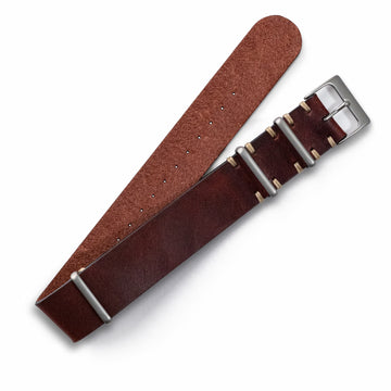 Mahogany Red Leather Military Watch Strap