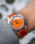 Two-Stitch Diablo Orange Leather Watch Strap