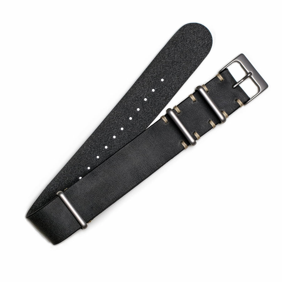 Vintage Grey Leather Military Watch Strap
