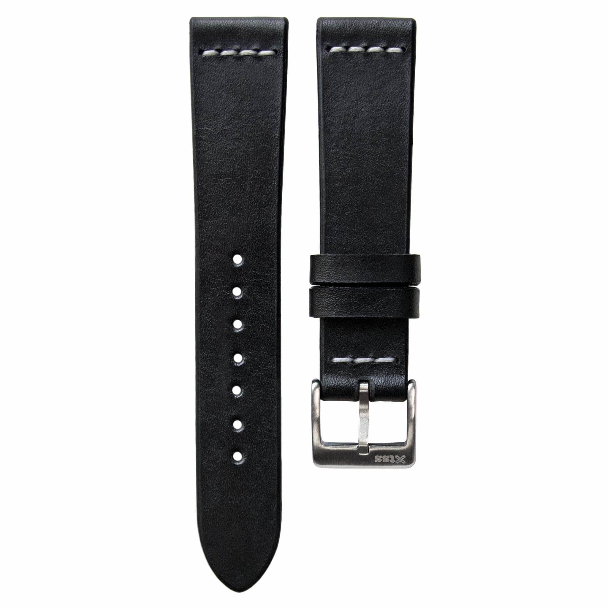 Cross-Stitch Black Leather Watch Strap