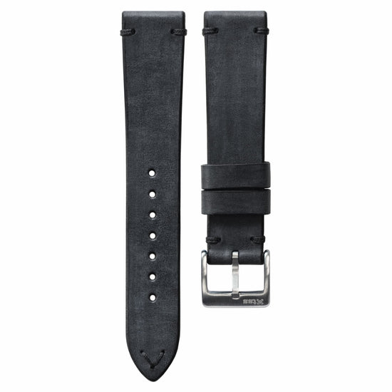 Two-Stitch Coal Leather Watch Strap